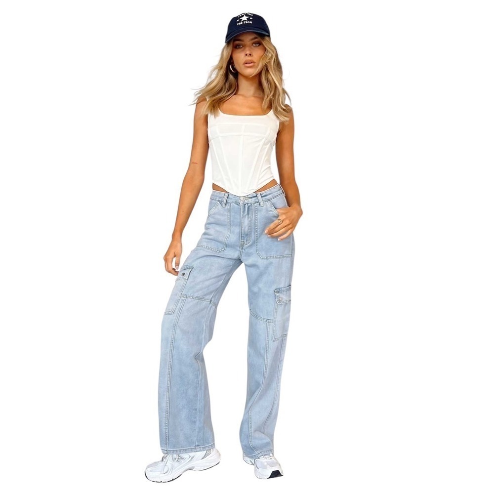 Princess Polly Vincent Cargo Jeans – Size 6 – Denim